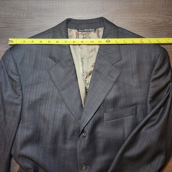 JACK VICTOR Mens Sport Coat Blazer 43R Gray Herringbone Wool Two-Button Notch - Picture 9 of 16